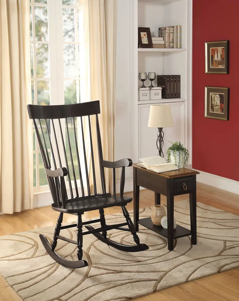 Black Wood Rocking Chair By Homeroots