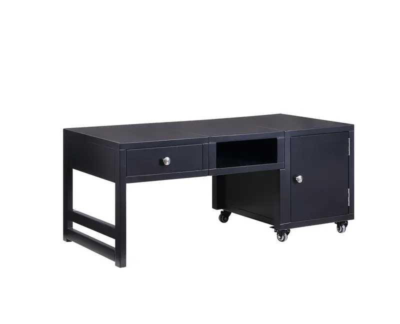 Black Wood Veneer Coffee Table (Convertible) By Homeroots
