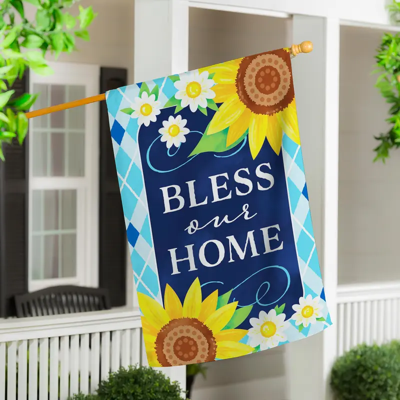 Bless Our Home Sunflowers Applique House Flag