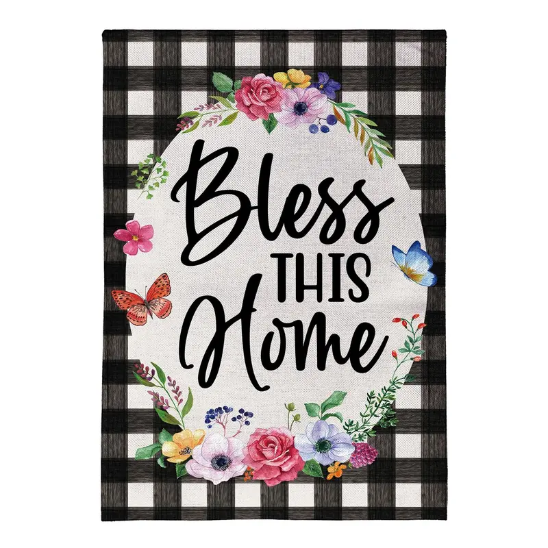 Bless This Home Burlap Flag House