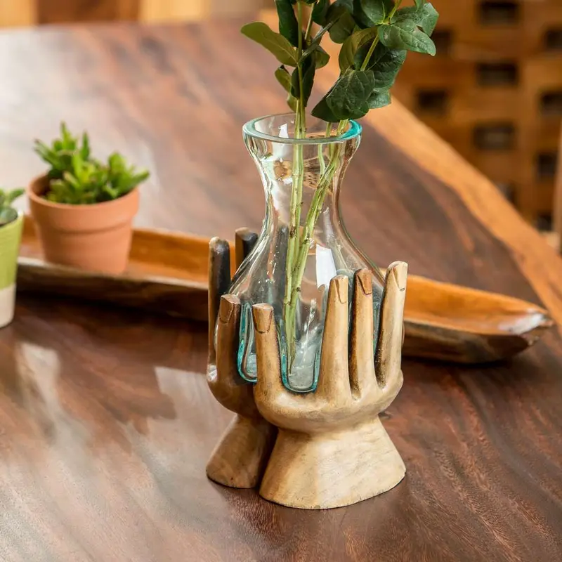 Blown Glass Vase on Hand - Anjali Set of 4 By Garden Age Supply