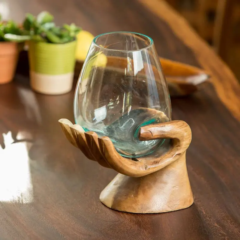 Blown Glass Vase on Hand - Buddhi Set of 4 By Garden Age Supply