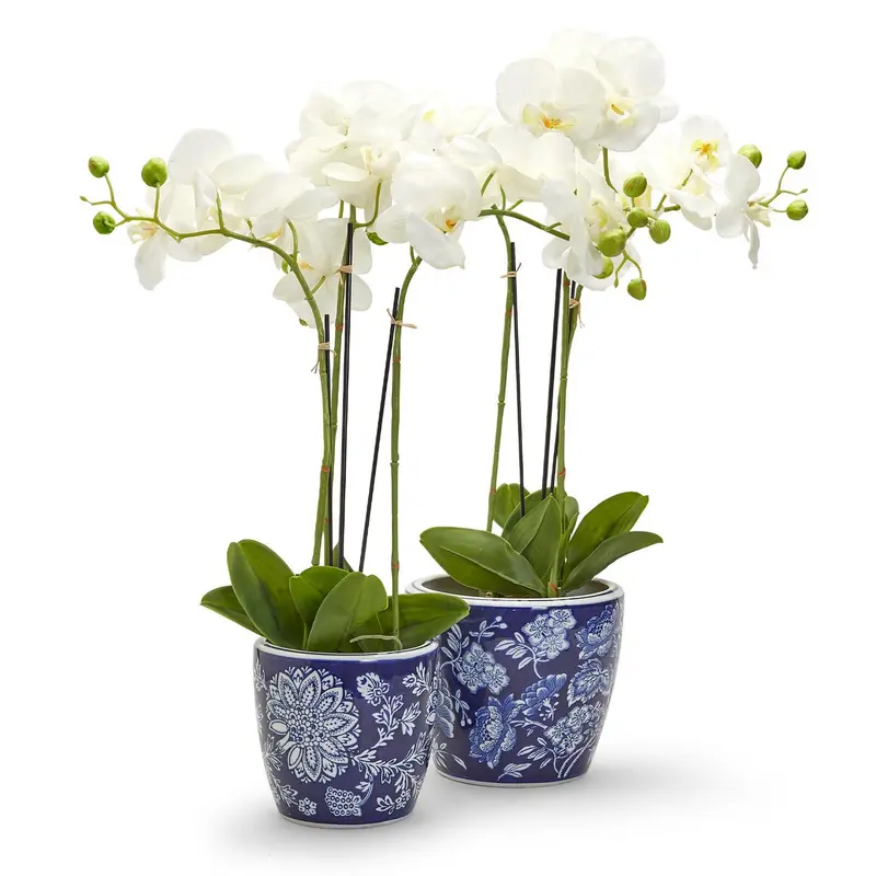 Blue and White Hand Painted Planter Set Of 4 By Two's Company