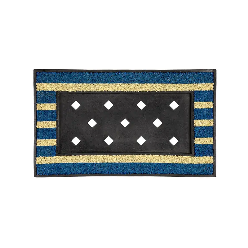 Blue and White Stripe Coir Sassafras Mat Tray