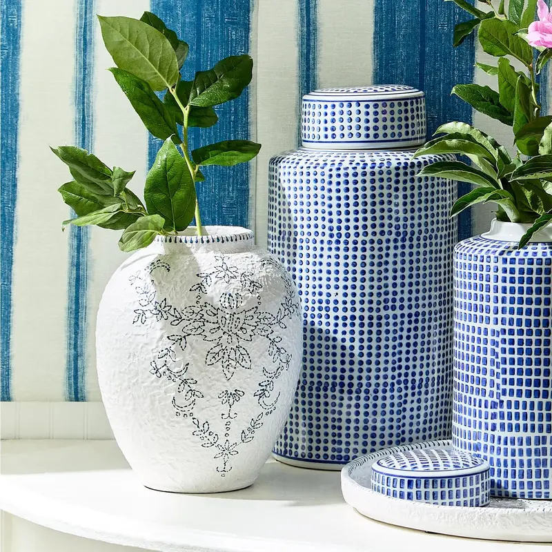 Blue and White Vase Set Of 4 By Tozai Home