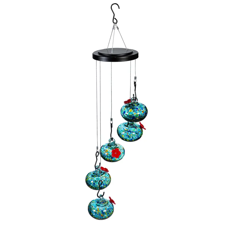 Blue Coastal Bird Feeder, Hanging Hummingbird Feeder, Bundle Of Orbs