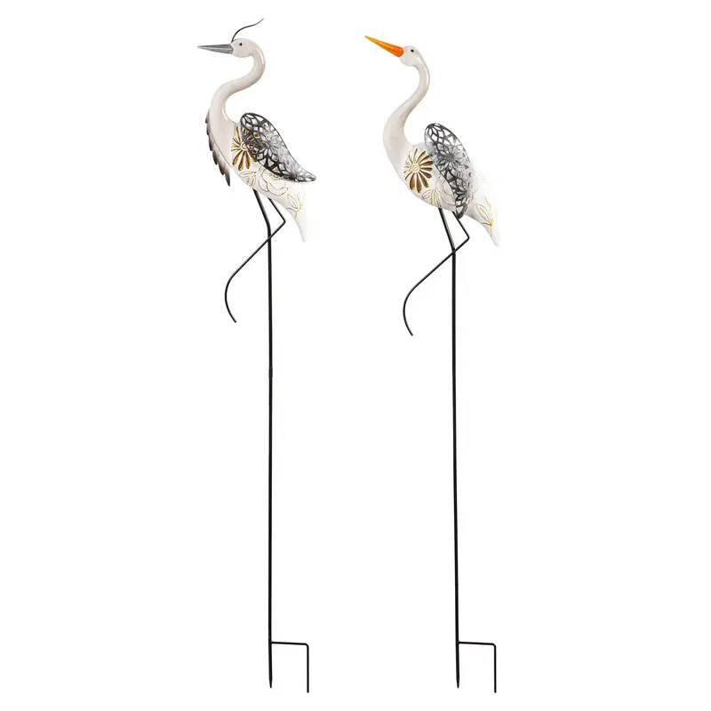 Blue Coastal Garden Stake, Metal Deco Crane, 41"