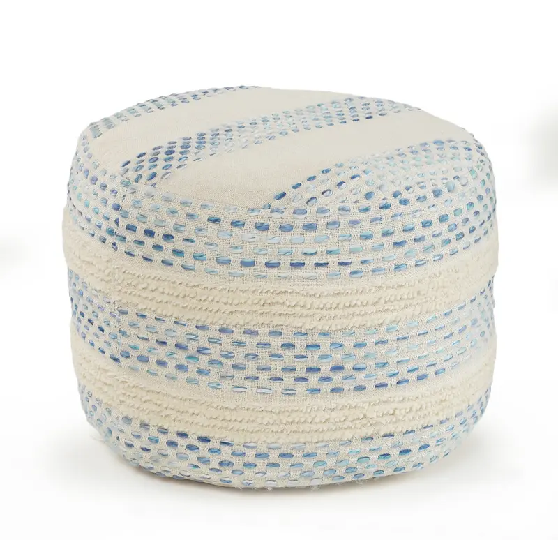 Blue Cotton Blend Ottoman By Homeroots