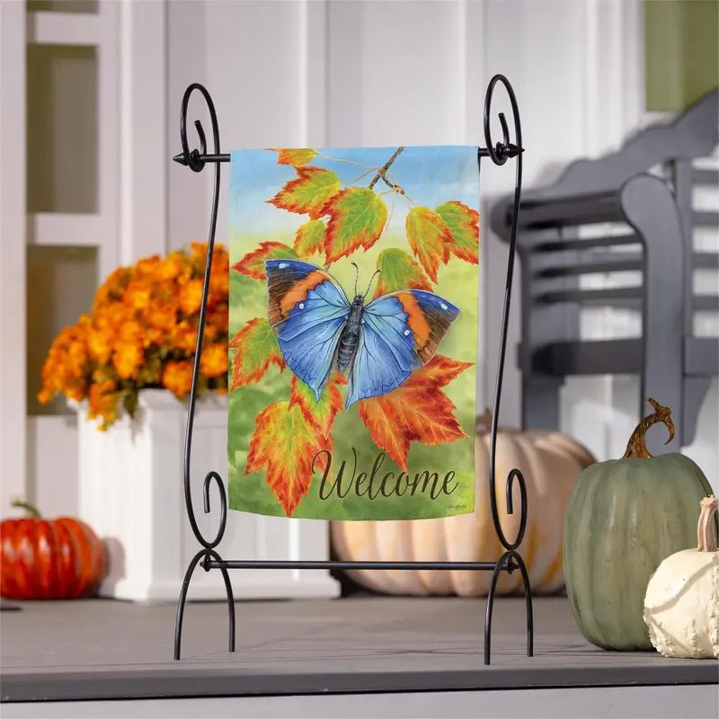Blue Fall Beauty Suede Flag Garden
