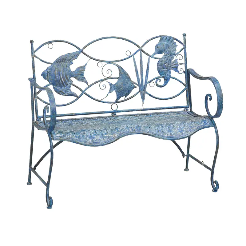 Blue Fish Metal Bench,8mb036