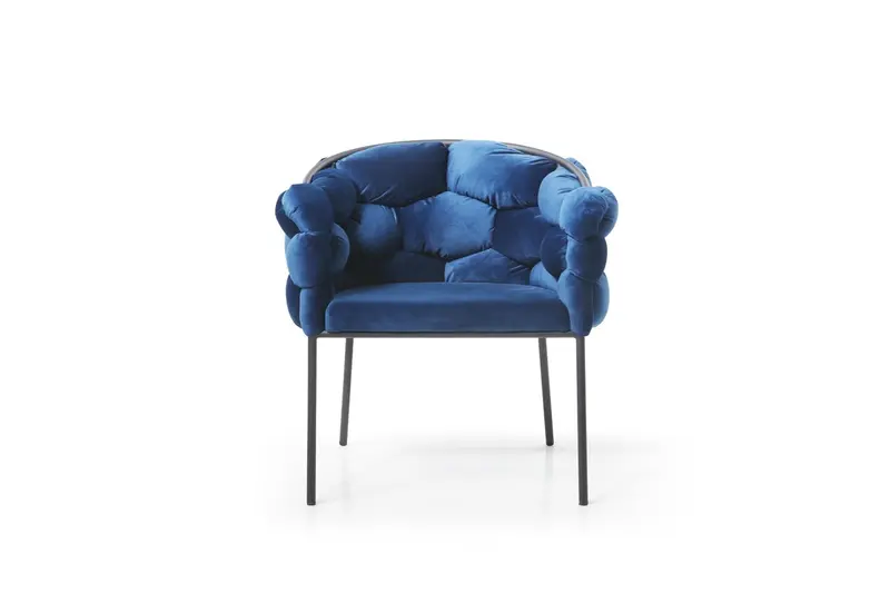 Blue Geo Velvet and Black Velvet Dining Chair By Homeroots