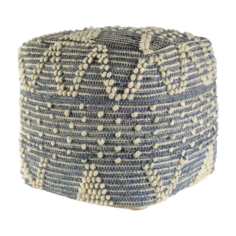 Blue Geometric Pouf Ottoman By Homeroots