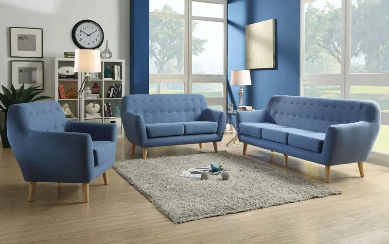 Blue Linen Sofa By Homeroots