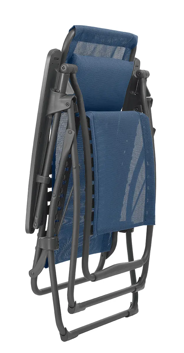 Blue Metal Outdoor Zero Gravity Chair with Blue Cushion By Homeroots
