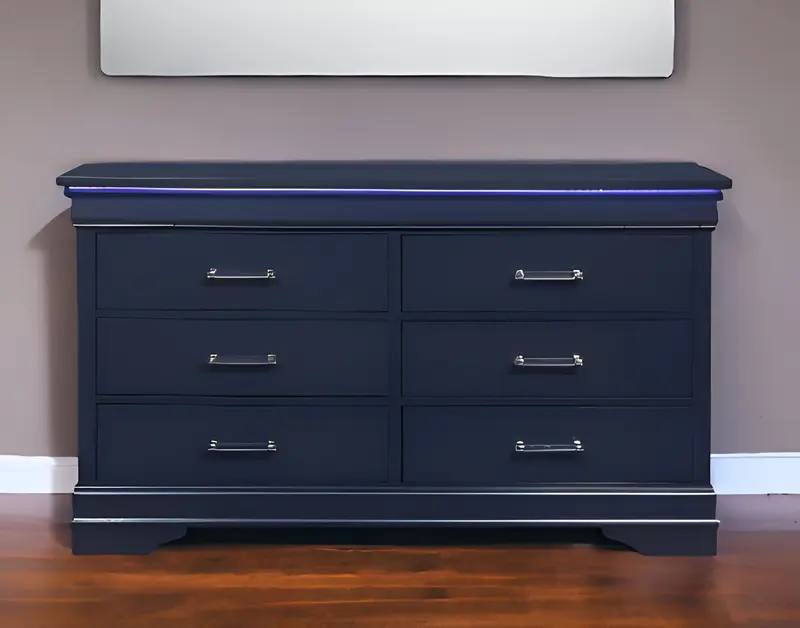 Blue Solid Wood Six Drawer Double Dresser By Homeroots
