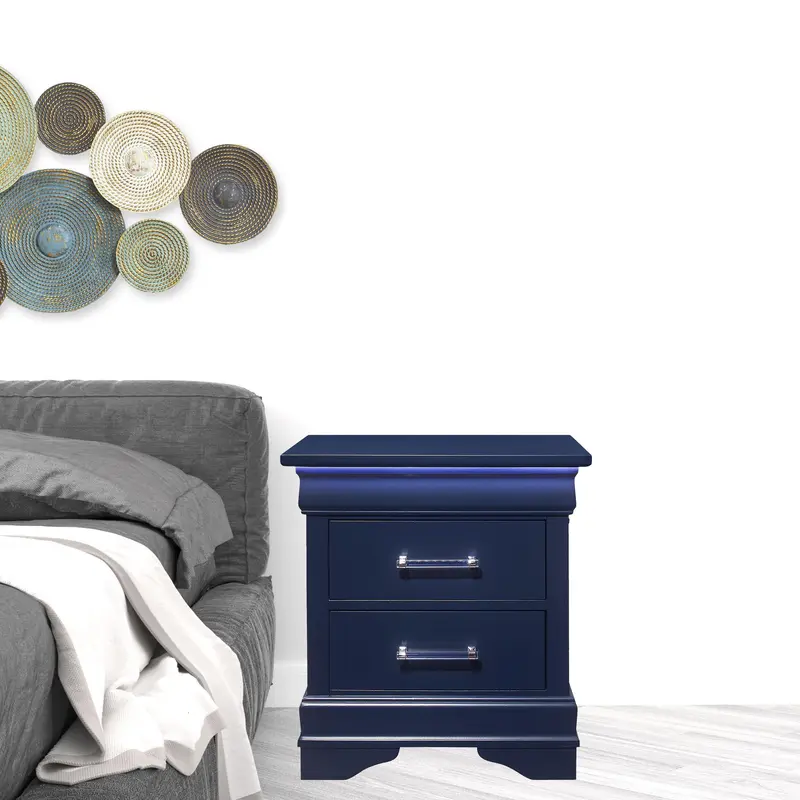 Blue Two Drawer Solid Wood Lighted Nightstand By Homeroots