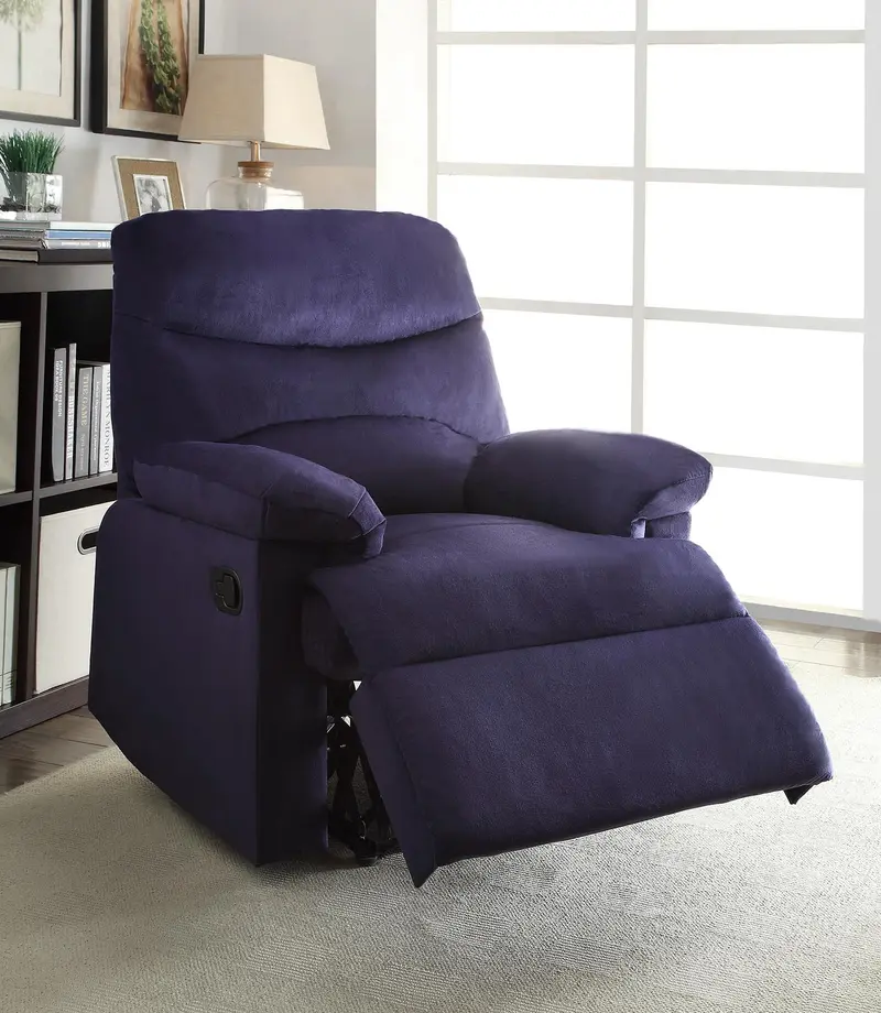 Blue Woven Fabric Upholstered Recliner with Knock Down Back By Homeroots