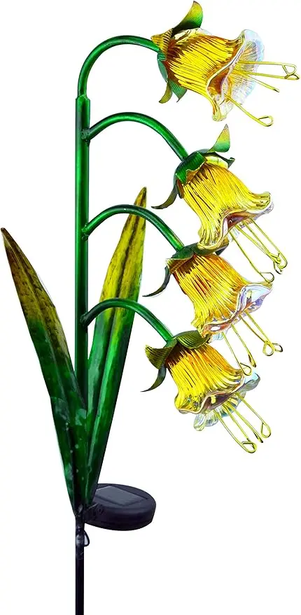 Bluebell Solar Glass Stake Yellow