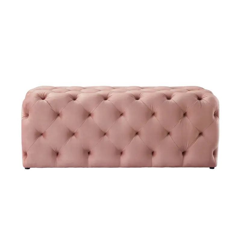 Blush And Black Upholstered Velvet Bench By Homeroots