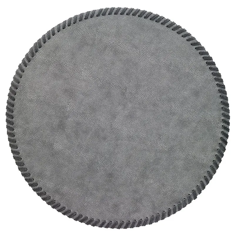 Bodrum Whipstitch Pewter 15 Inch Round Placemats Set of 4
