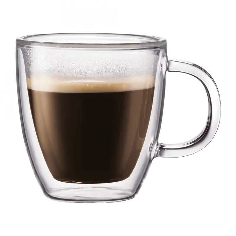 Bodum Bistro 10-Ounce Double Wall Glass Coffe Mug, Set Of 2