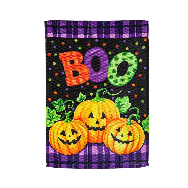 Boo Jack-o-Lanterns Garden Textured Suede Flag,14es10514