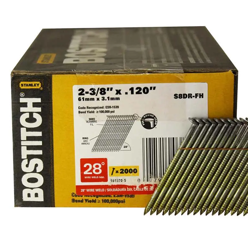 Bostitch 2-3/8 in. L Angled Strip Coated Stick Nails 28 deg 2000 pk - Open Box