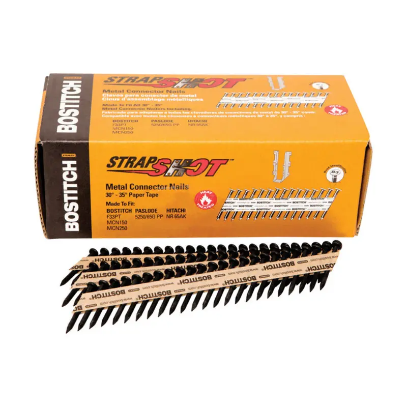 Bostitch StrapShot 1-1/2 in. L X 11 Ga. Straight Strip Brite Metal Connector Nails 35 deg 1000 pk - Open Box