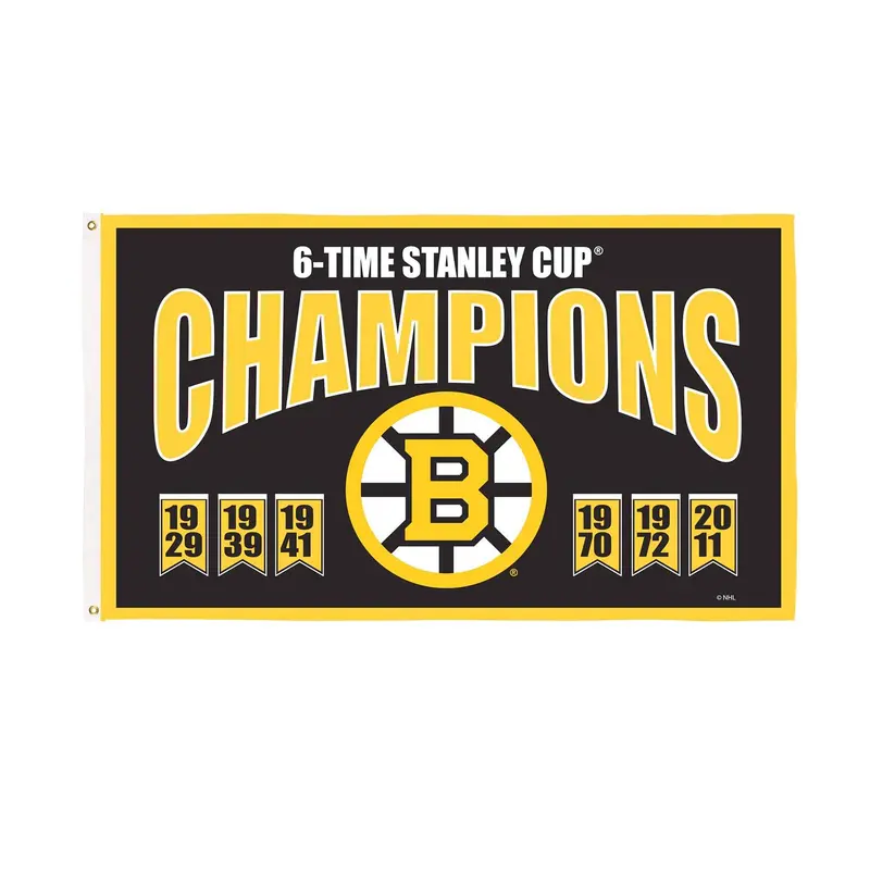 Boston Bruins 2025 Single Sided Flag w/ 2 Grommets, 3'x5' Multi Win Flag