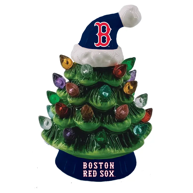 Boston Red Sox 8" LED Ceramic Christmas Tree