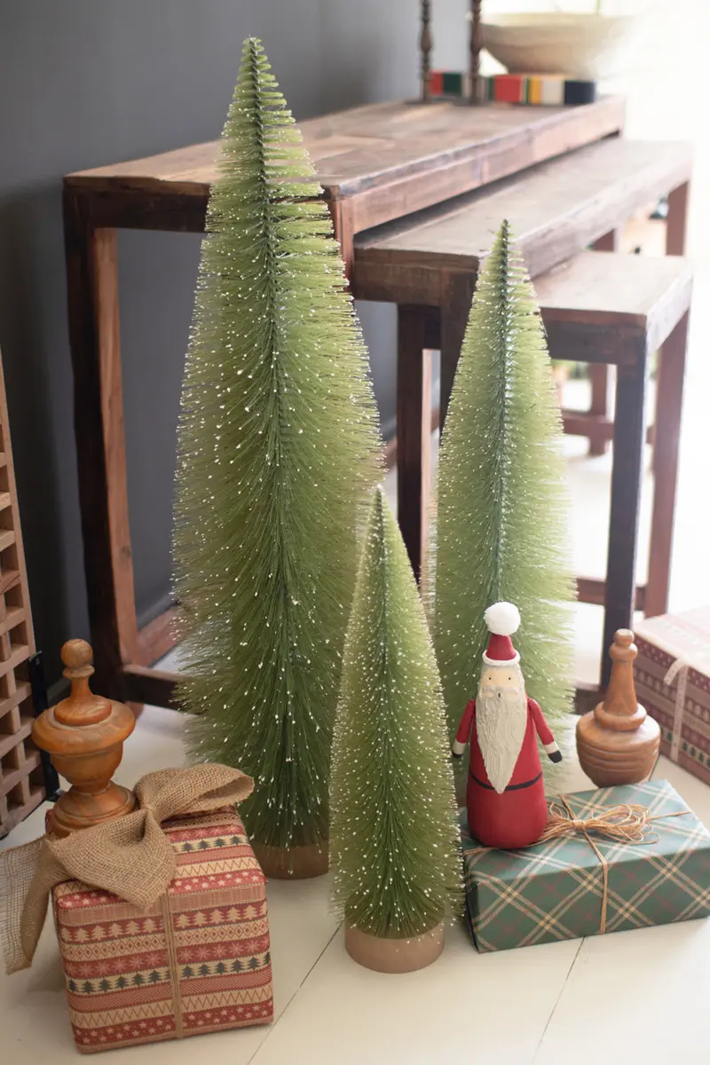 Bottle Brush Christmas Trees Set Of 3 By Kalalou