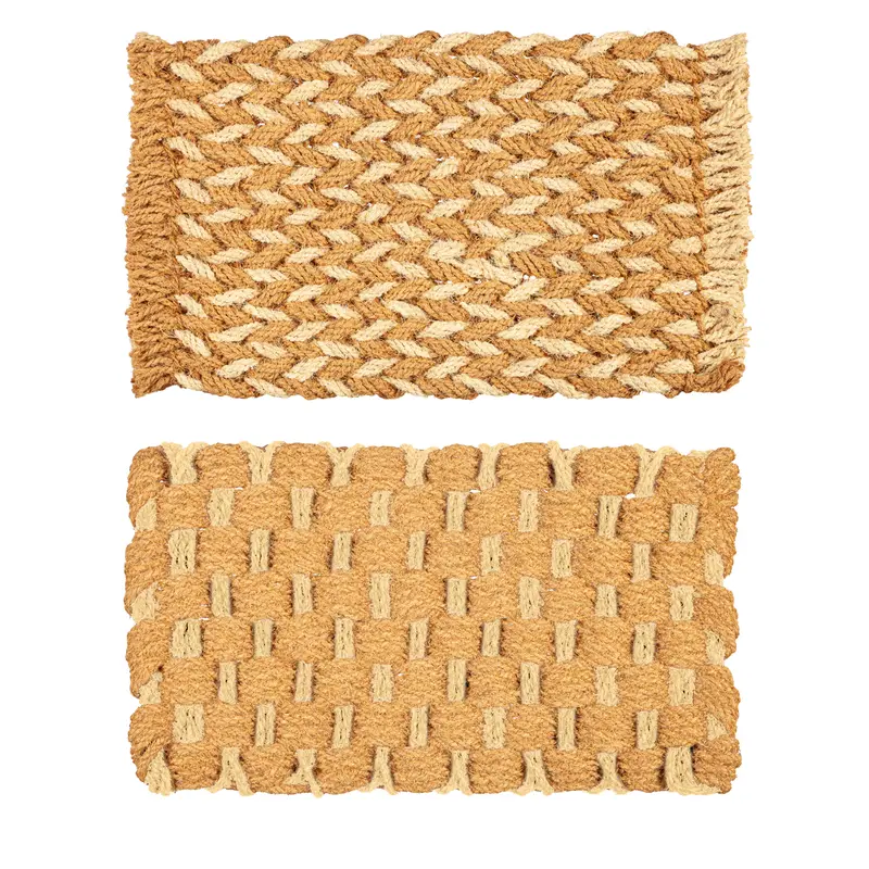 Braided and Woven Coir Mat, 2 Asst,2rm1262