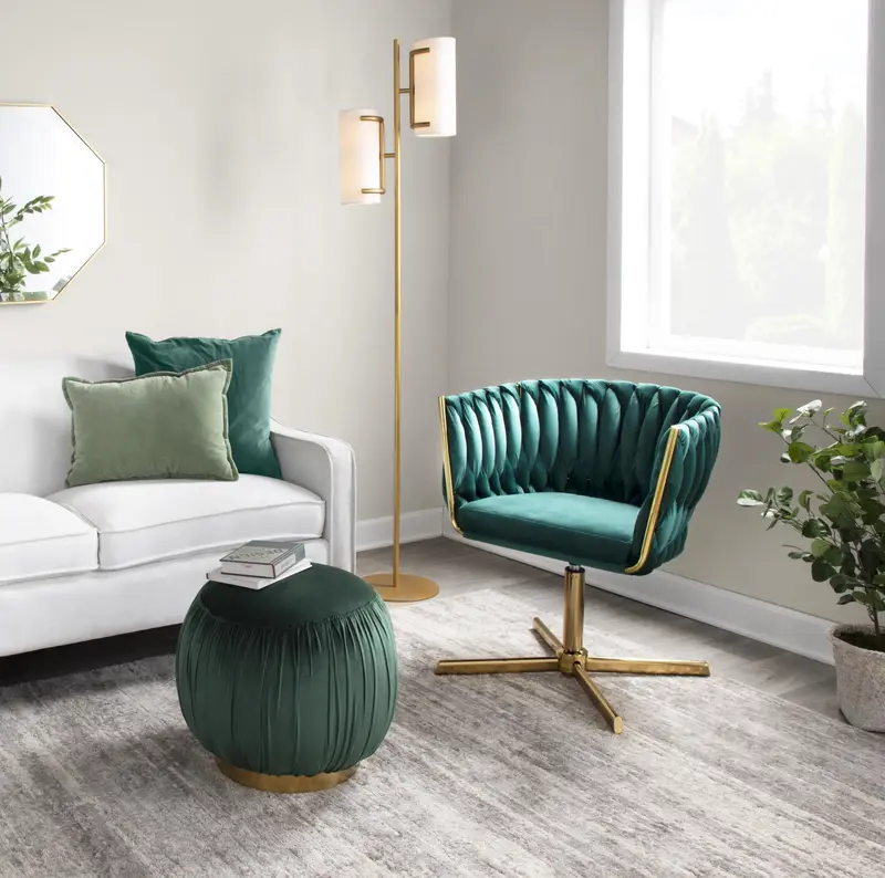 Braided Renee Swivel Accent Chair Green By LumiSource