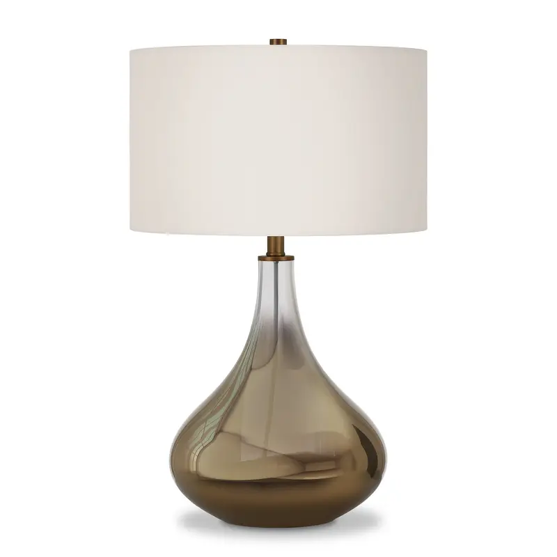 Brass Glass Gourd Table Lamp With White Drum Shade By Homeroots