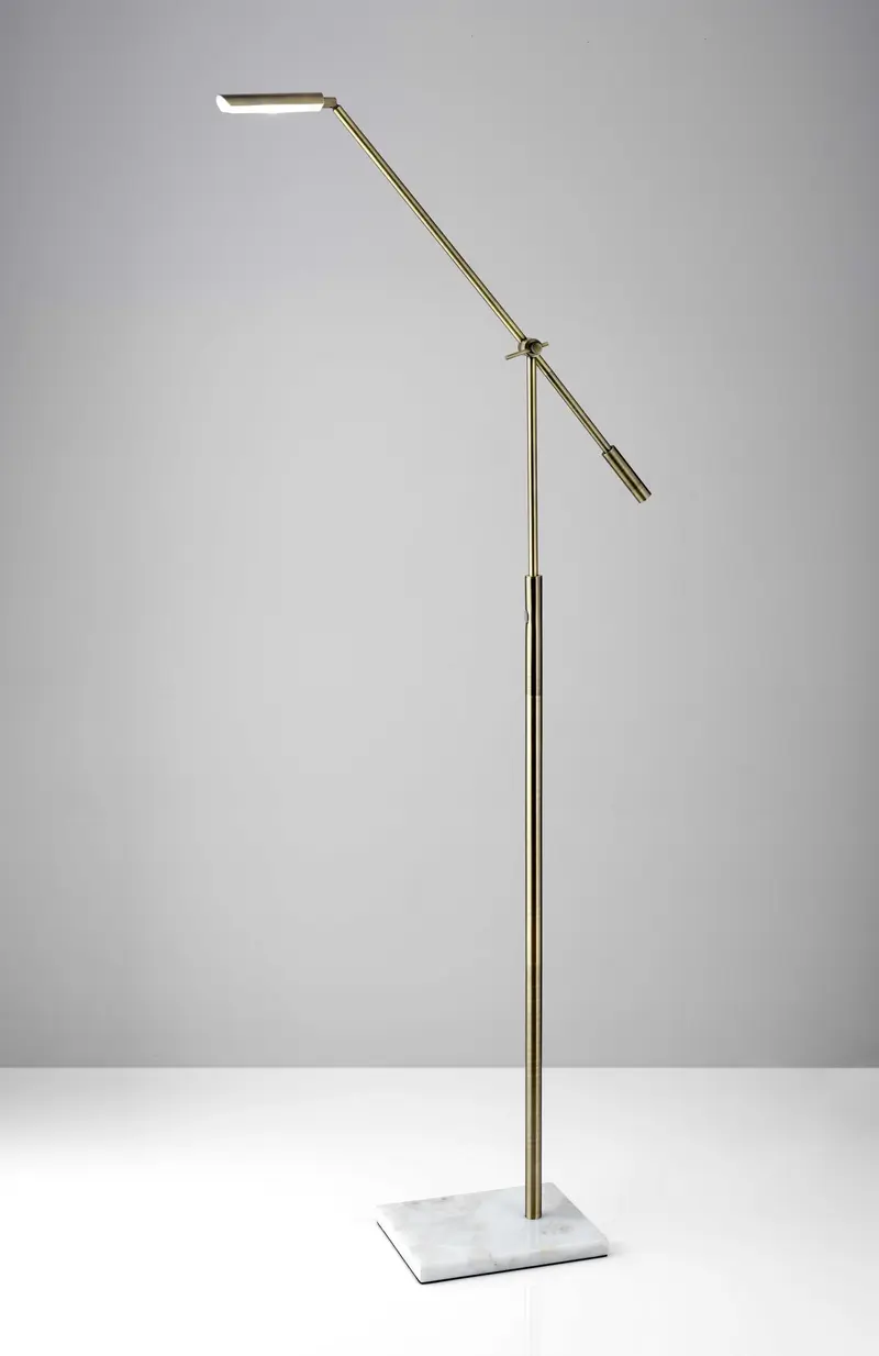 Brass Metal Floor Lamp Adjustable and Dimmable LED By Homeroots