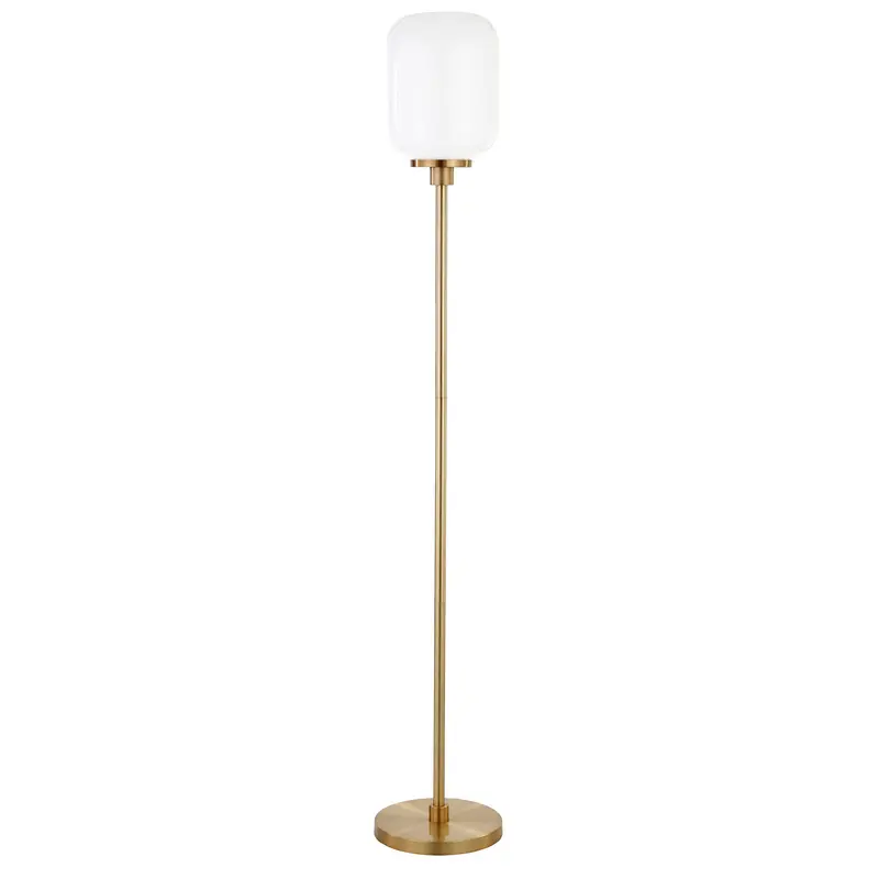 Brass Novelty Floor Lamp With White Frosted Glass Globe Shade By Homeroots