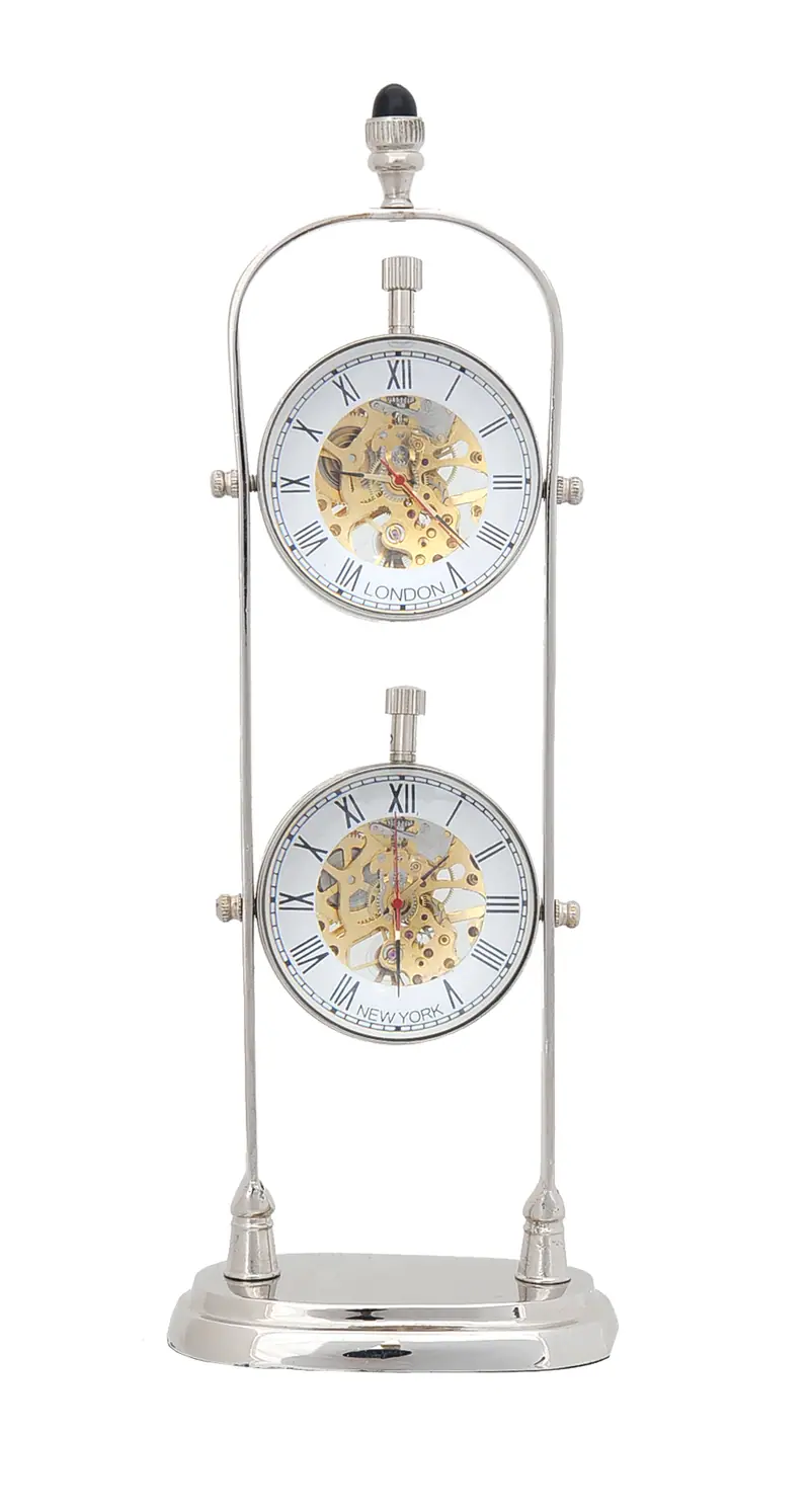 Brass See Thru Clock Double By Homeroots