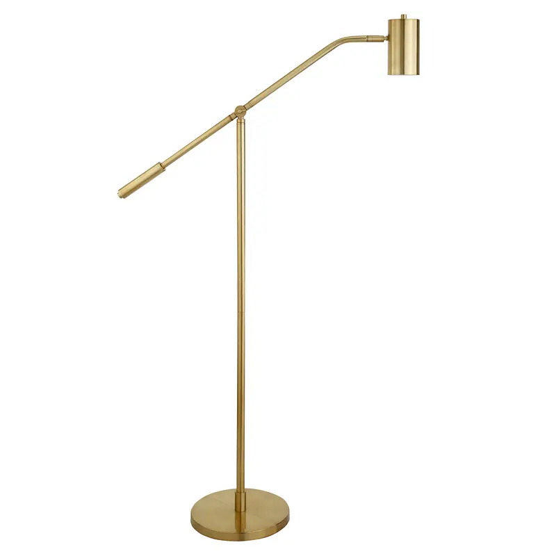 Brass Swing Arm Floor Lamp With Brass Drum Shade By Homeroots