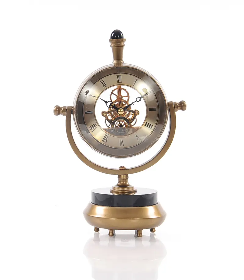 Brass Table Clock By Homeroots