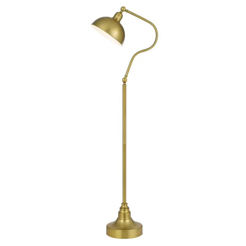Brass Traditional Shaped Floor Lamp With Antiqued Brass Dome Shade By Homeroots