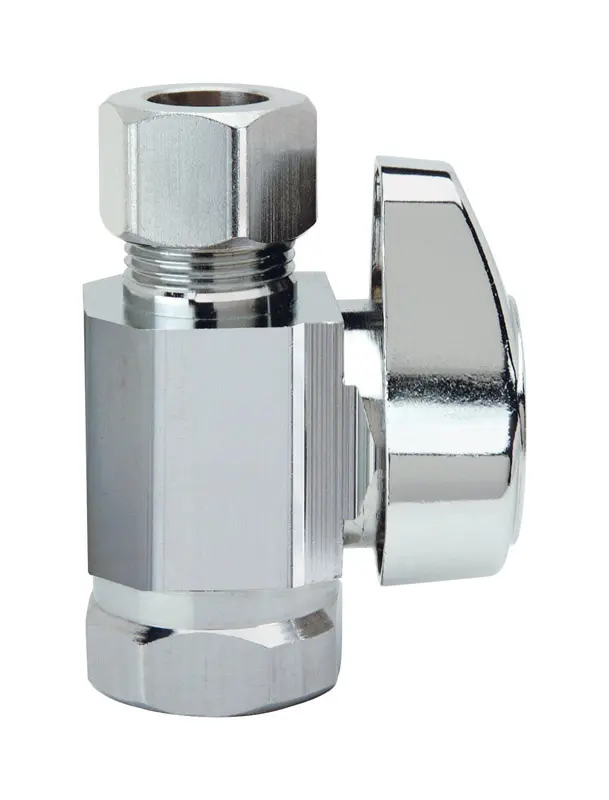 BrassCraft 3/8 in. FIP outlets Compression Brass Straight Stop Valve - Open Box