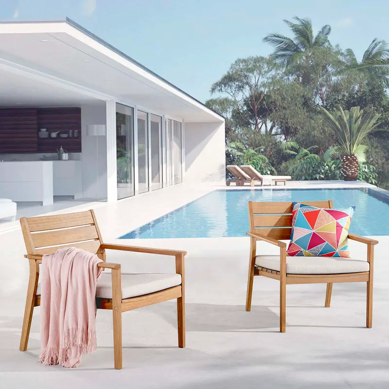 Breton Outdoor Patio Ash Wood Armchair Set of 2 By Modway - EEI-4009