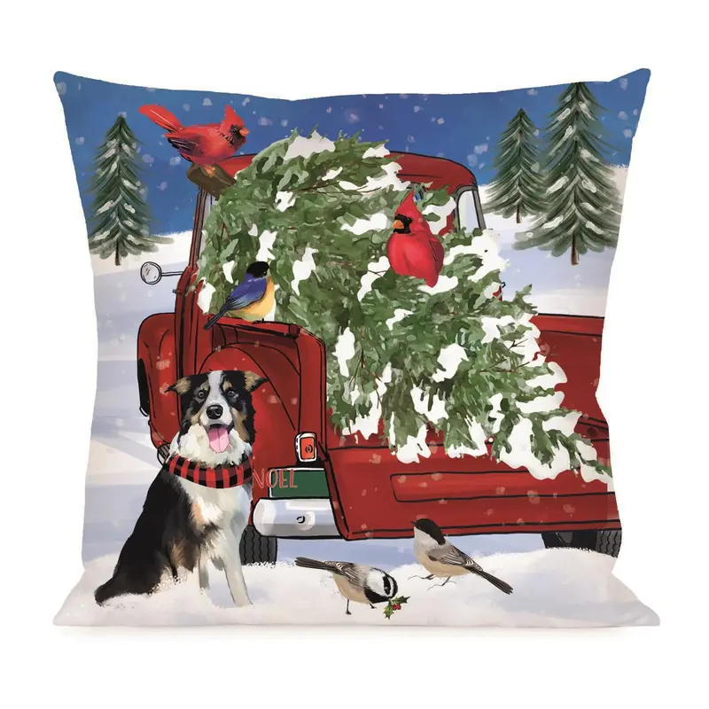 Bringing Home the Tree Burlap Outdoor Pillow