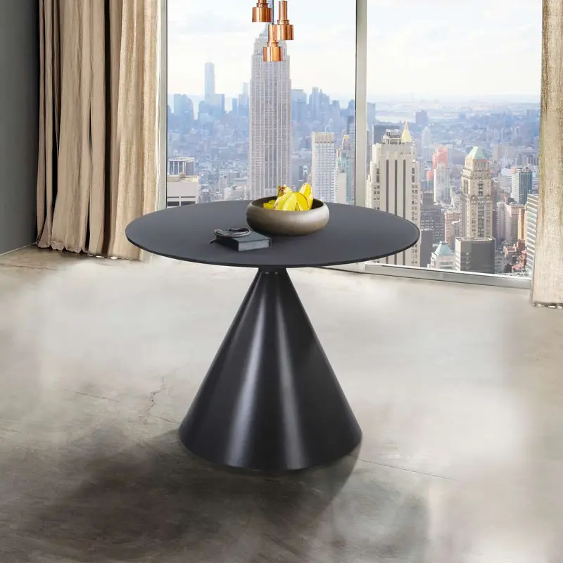 Brittany Contemporary Dining Table in Gray Matte Finish and Gray Glass Top By Armen Living