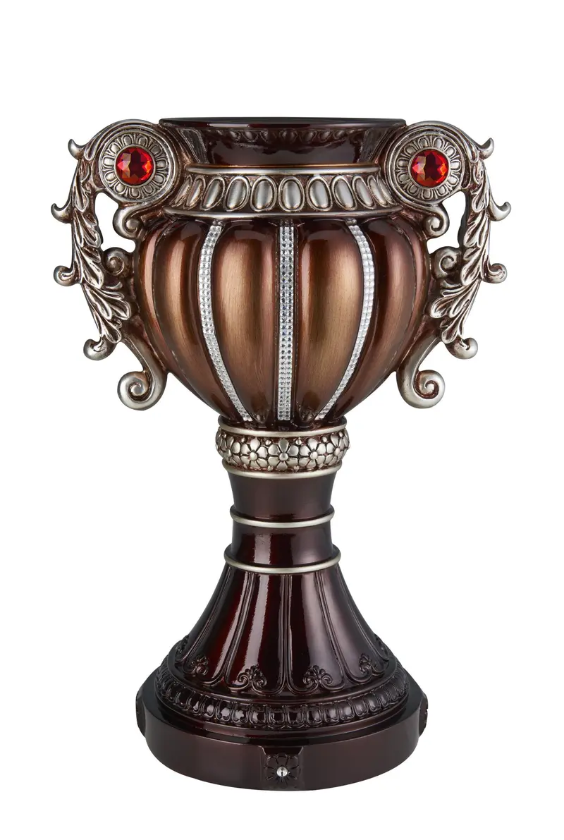 Bronze and Silver Floral Urn Polyresin Table Vase With Stones By Homeroots