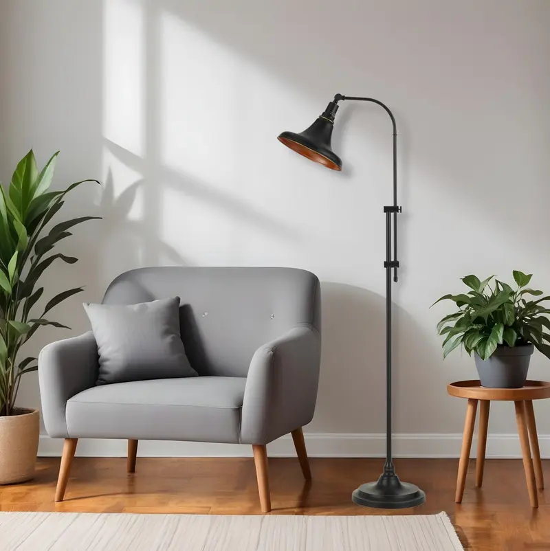 Bronze Metal Adjustable Floor Lamp With Bronze Metal Dome Shade By Homeroots