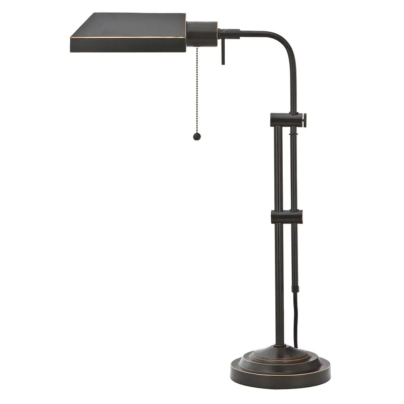 Bronze Metal Adjustable Table Lamp With Bronze Rectangular Shade By Homeroots
