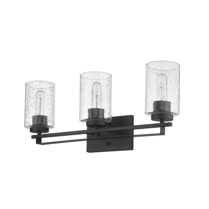 Bronze Metal and Textured Glass Three Light Wall Sconce By Homeroots