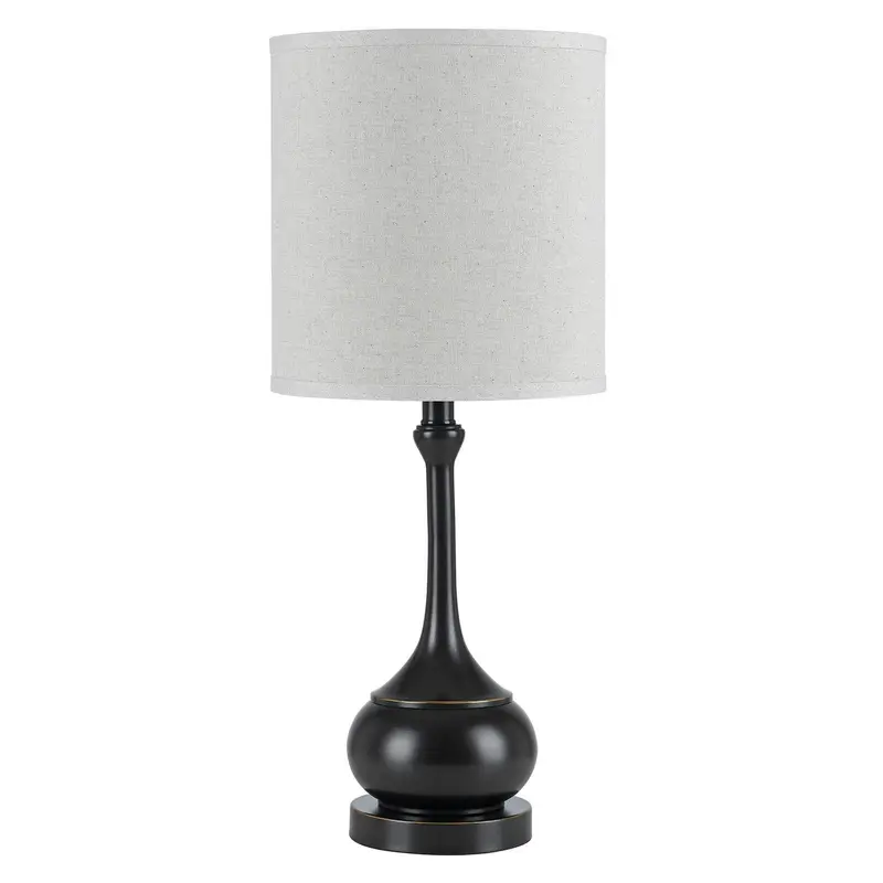 Bronze Metal Table Lamp With Beige Drum Shade By Homeroots