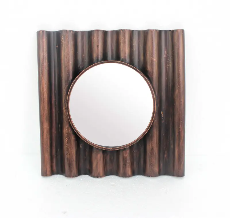 Bronze Panpipe-Like Wooden Cosmetic - Mirror By Homeroots